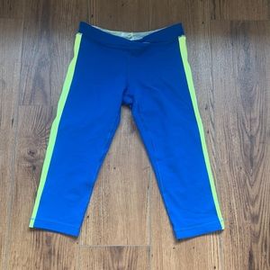 Lulu lemon blue and lime green women’s capri leggings